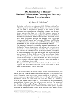 Do Animals Go to Heaven? Medieval Philosophers Contemplate