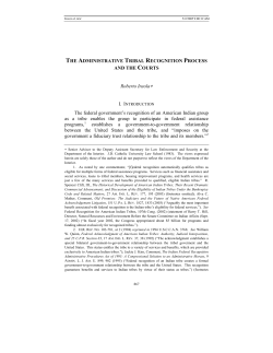 The Administrative Tribal Recognition Process and the Courts