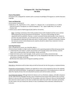 Portuguese 101 - First-Year Portuguese Fall 2016 - and 200