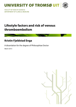 Lifestyle factors and risk of venous thromboembolism