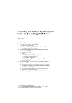 Fact-Finding by UN Human Rights Complaints Bodies &ndash; Analysis