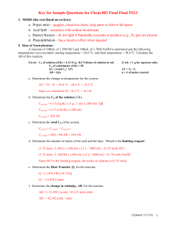 Key for Sample Questions for Chem 002 Final Final FS13