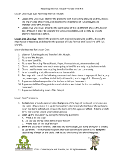 Recycling with Mr. Murph—Grade level K