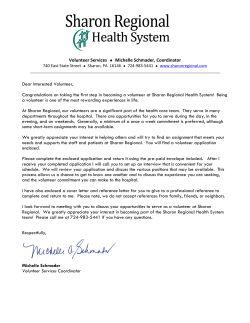 Adult Volunteer Application - Sharon Regional Health System