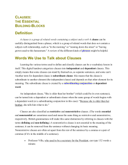 Definition Words We Use to Talk about Clauses
