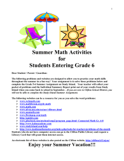 Summer Math Activities for Students Entering Grade 6