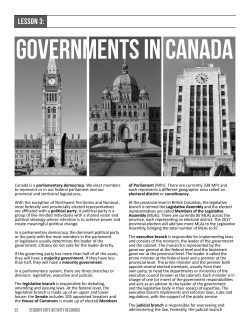 LESSON 3: Governments in Canada