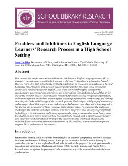 Enablers and Inhibitors to English Language Learners` Research
