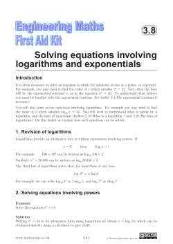 3.8 Solving equations involving logarithms and