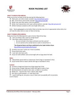 rook packing list - Norwich University