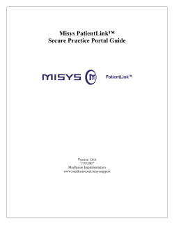 Misys PatientLink&trade; Secure Practice Portal Guide