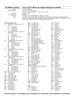 ALLERGY Testing ImmunoCAP&reg; Menu for Single
