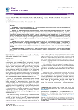(2014) Does Bitter Melon (Momordica charantia) have Antibacterial