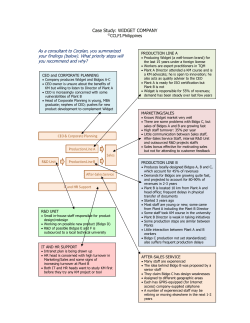 Case Study: WIDGET COMPANY As a consultant to Corplan, you