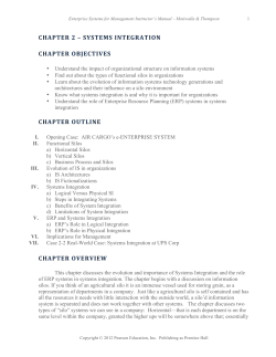 chapter 2 – systems integration chapter objectives chapter outline