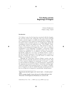 TE Hulme and the Beginnings of Imagism