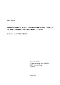 Revised Proposal for a List of Priority Substances in the Context of