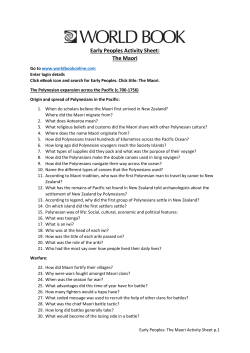 Early Peoples Activity Sheet: The Maori