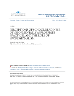 PERCEPTIONS OF SCHOOL READINESS, DEVELOPMENTALLY