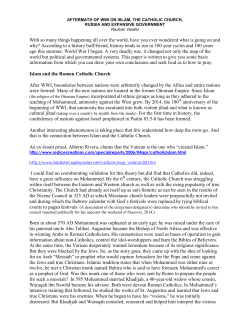 Aftermath Of WWI On Islam, The Catholic Church
