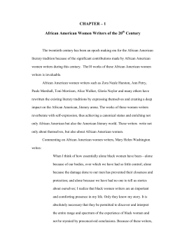 CHAPTER &ndash; 1 African American Women Writers of