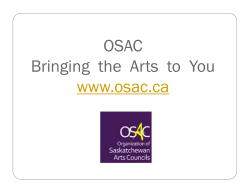 OSAC Bringing the Arts to You www.osac.ca