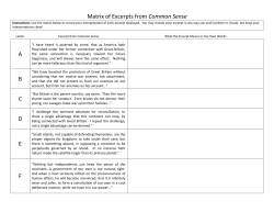Matrix of Excerpts from Common Sense A B C D E F