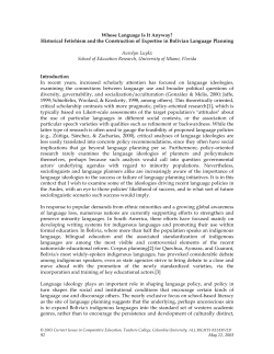 Historical Fetishism and the Construction of Expertise in Bolivian