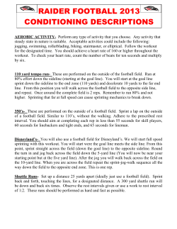 RAIDER FOOTBALL 2013 CONDITIONING DESCRIPTIONS