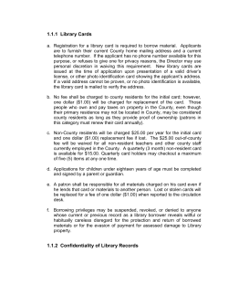 1.1.1 Library Cards 1.1.2 Confidentiality of Library Records