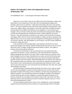 Publius: The Federalist 5, New York Independent Journal, 10