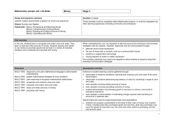 Mathematics sample unit: Life Skills