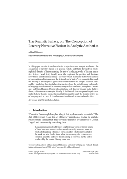 Te Realistic Fallacy, or: Te Conception of Literary Narrative Fiction in