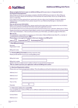 Additional Billing Unit Form