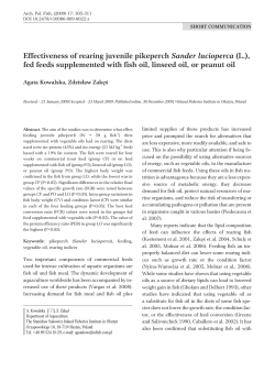 Effectiveness of rearing juvenile pikeperch Sander lucioperca (L