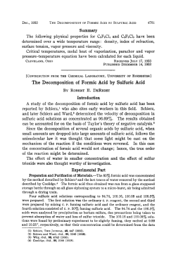 The Decomposition of Formic Acid by Sulfuric Acid