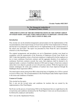 Circular Number 0023/2015 To - Department of Education and Skills