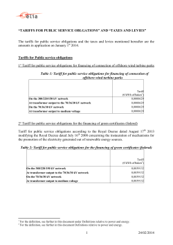 “Tariffs for obligation of public services” and “Taxes and levies