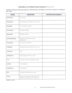 ANTONYM OR EXAMPLE "Self-Reliance" and Walden Excerpt