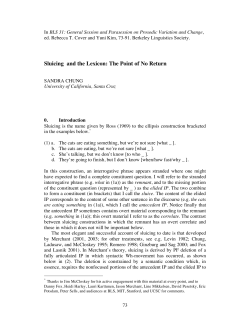 Sluicing and the Lexicon: The Point of No Return