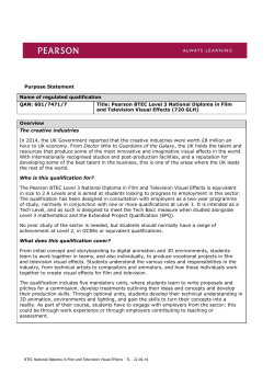 BTEC Level 3 National Diploma in Film and Television