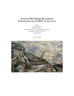 Uranium Mill Tailings Remediation Performed by US DOE