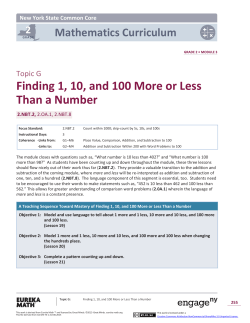 Finding 1, 10, and 100 More or Less Than a Number