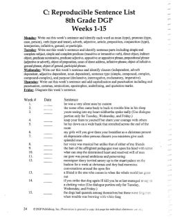 C: Reproducible Sentence List 8th Grade DGP Weeks 1