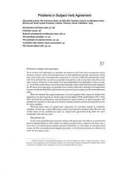 Problems in Subject-Verb Agreement