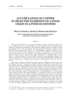 accumulation of copper in selected elements of a food chain in a
