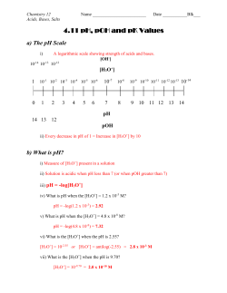 4.11 pH, pOH and pK Values