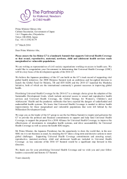 DRAFT Letter to PM Abe - G7 President 10th March