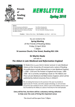 Dr Martin Heale The Abbot in Late Medieval and Reformation