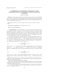 A DIFFERENTIAL GEOMETRIC APPROACH TO THE GEOMETRIC